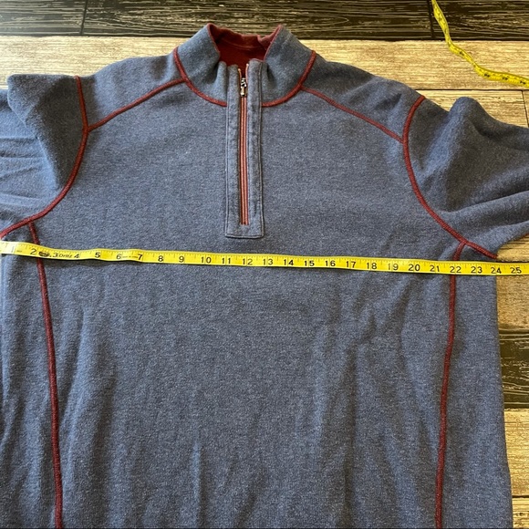 Tommy Bahama Men’s Reversible Maroon Navy 1/4 Zip Pullover Sweater Size Large - Picture 11 of 12